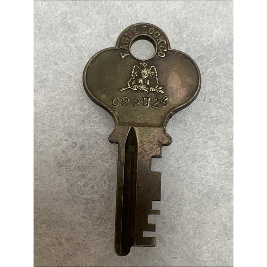 Antique Vintage Eagle 022U26 Lock Trunk Luggage Suitcase Baggage Flat Steel Key