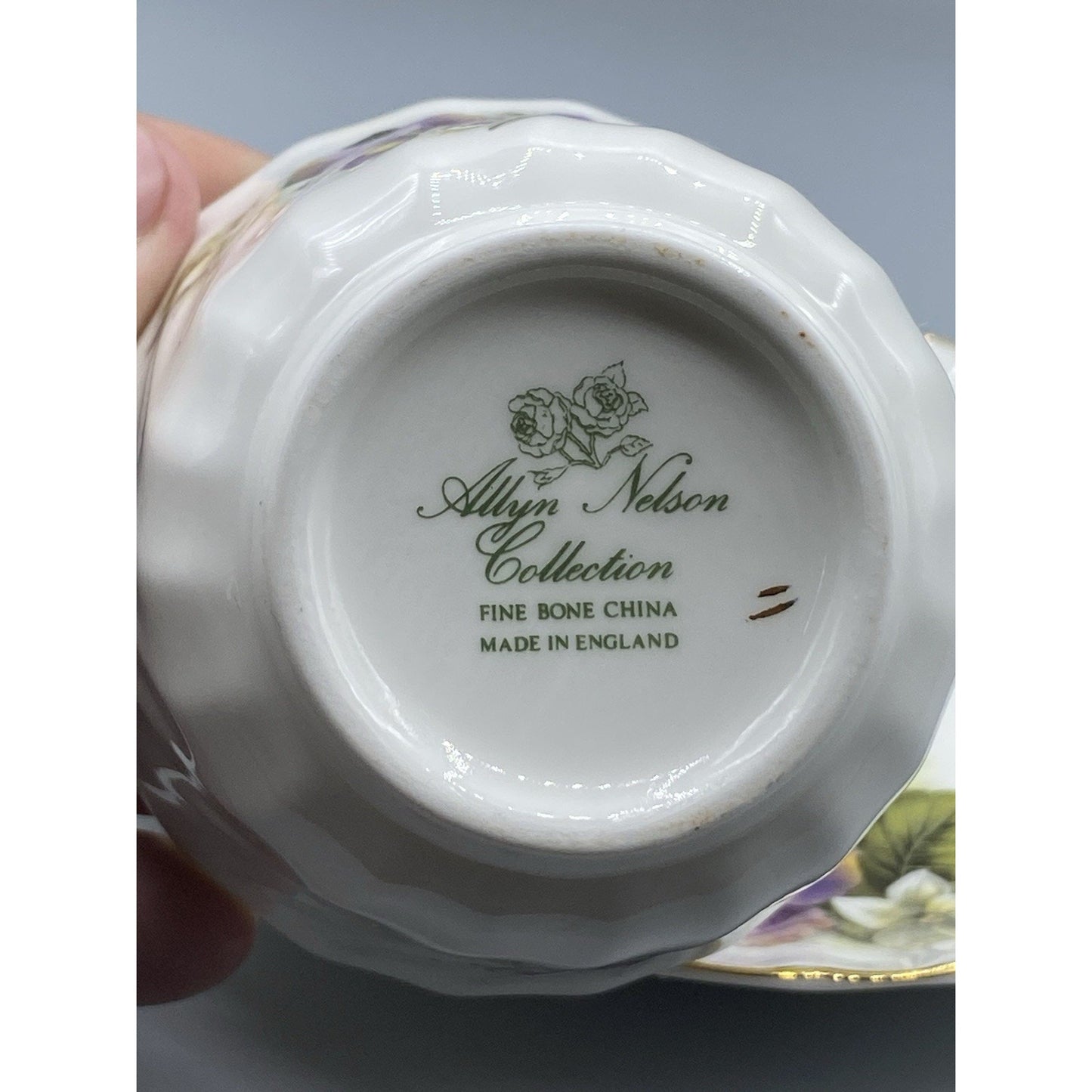 Allyn Nelson Bone China Teacup Floral Purple