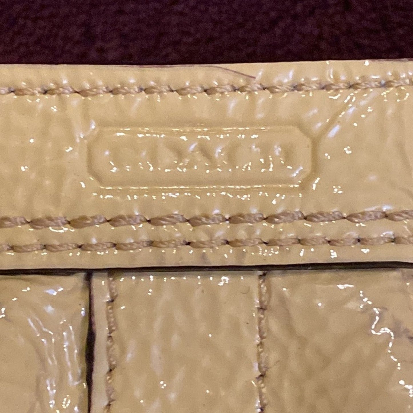 Coach Ivory Yellow Patent Leather Wristlet Purse