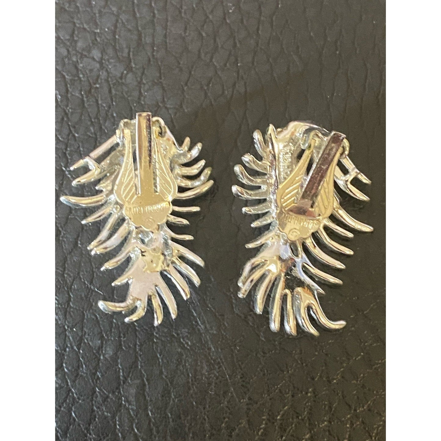 1959 Sarah Coventry "Feather Fantasy" Faux Pearl Clip On Earrings