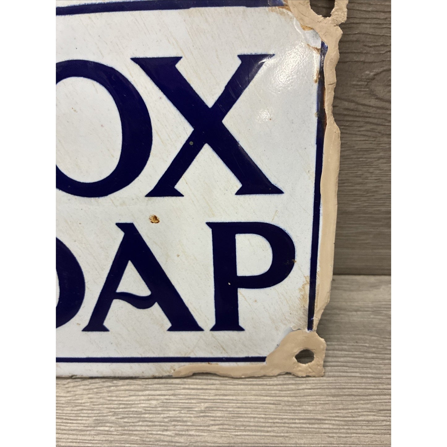 VINTAGE 1920'S LENOX SOAP PORCELAIN SIGN 10x6