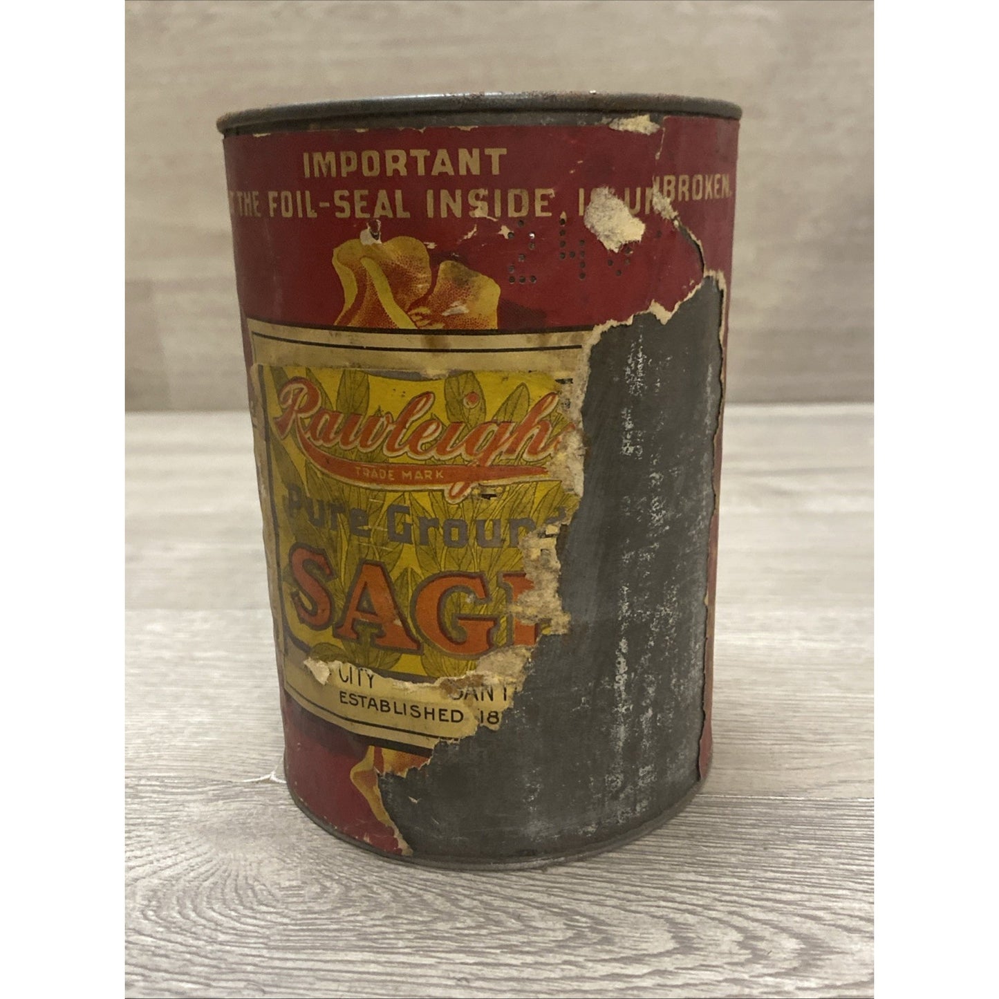 SUPER RARE 100+ YEAR OLD FOLGERS GOLDEN GATE PAPER LABEL ON TIN COFFEE CAN