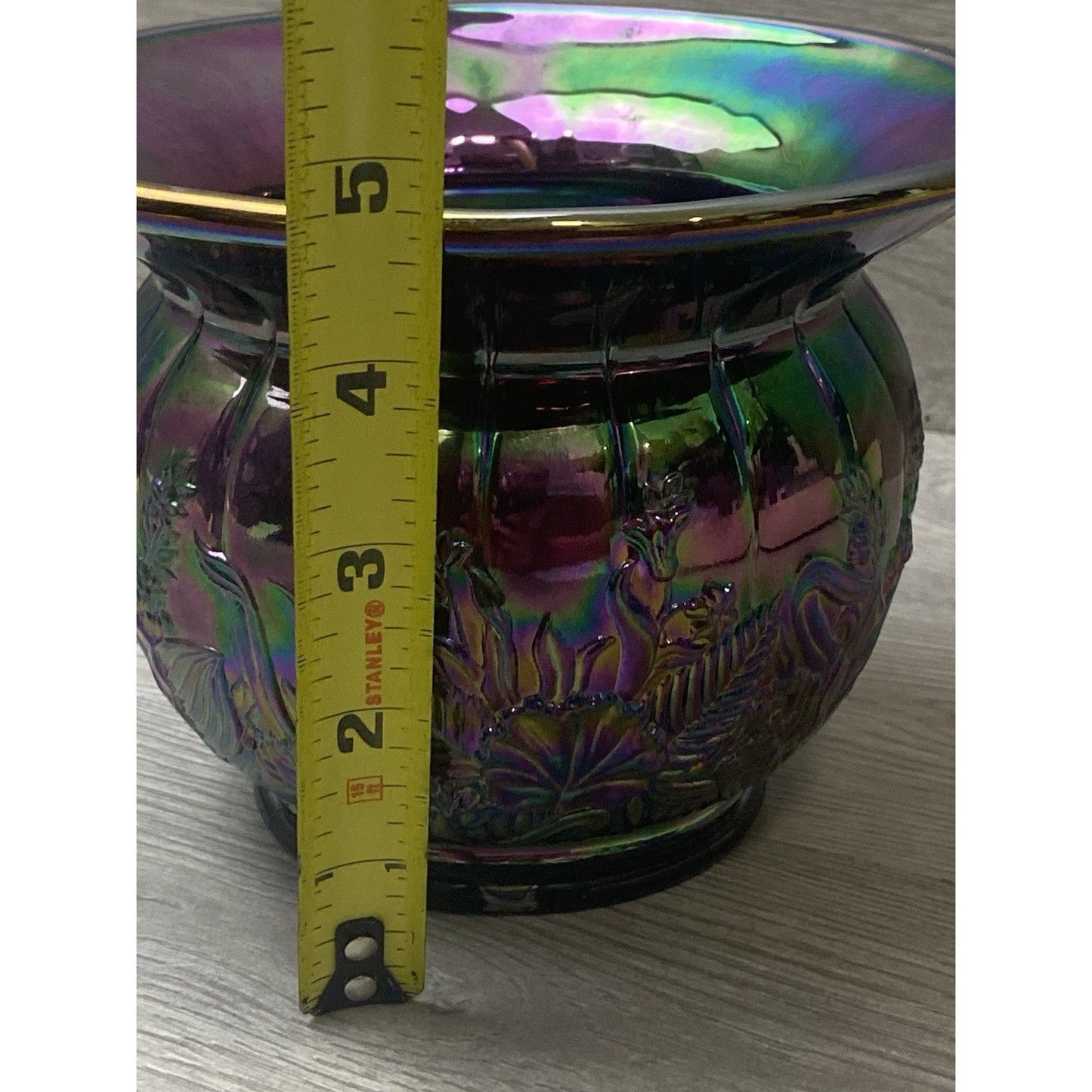 FENTON CARNIVAL GLASS ELECTRIC PURPLE BOWL VASE