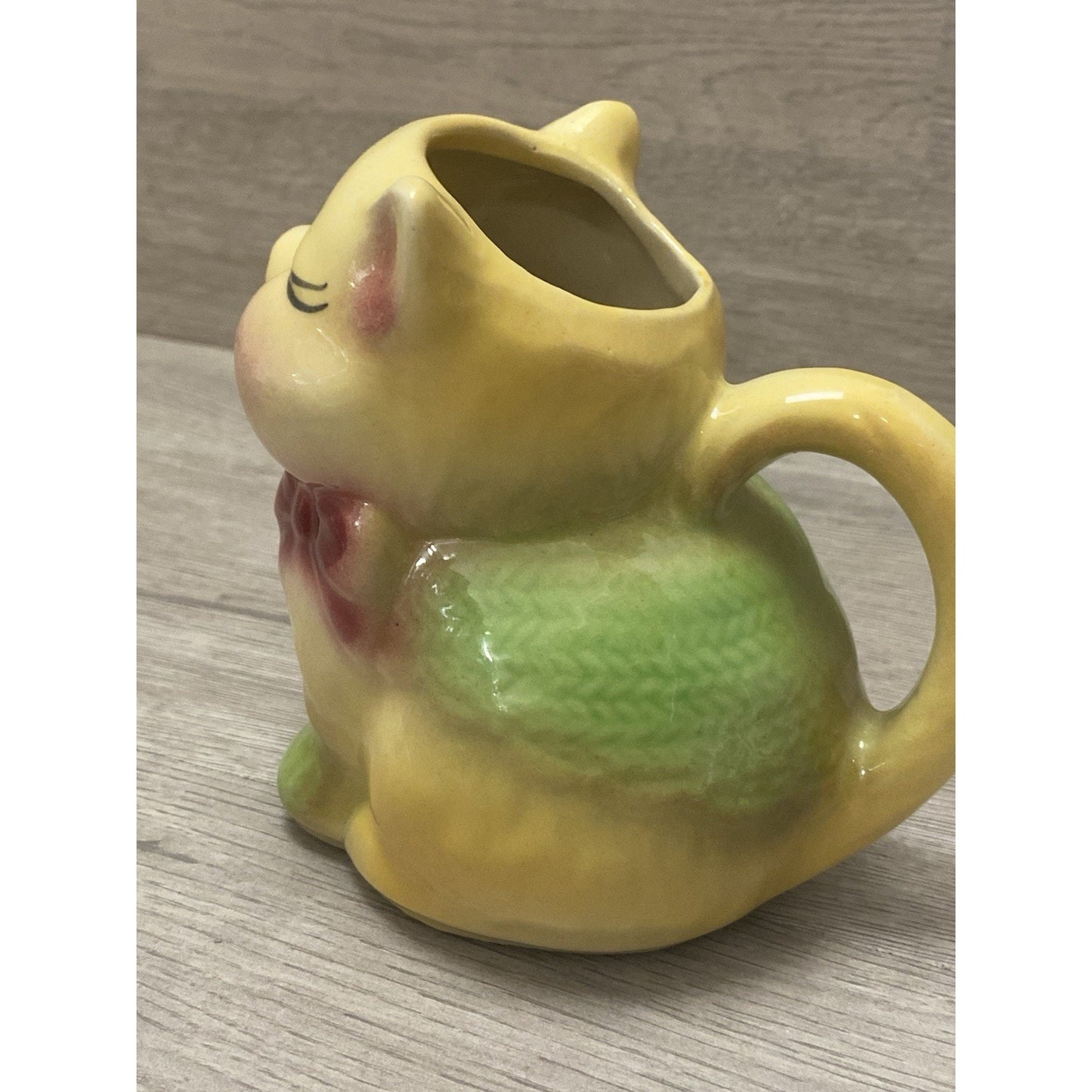VTG Shawnee Puss N Boots Pitcher Cat Art Pottery Creamer Yellow MCM