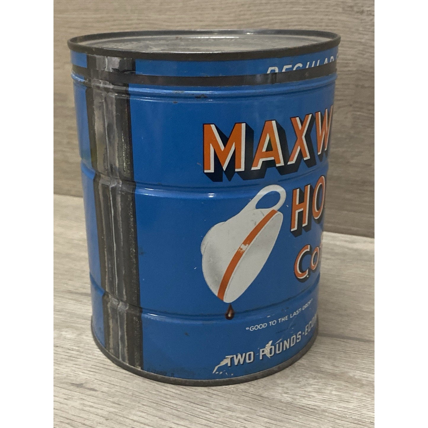 VINTAGE MAXWELL HOUSE BRAND 2 LB COFFEE TIN ADVERTISING COLLECTIBLE