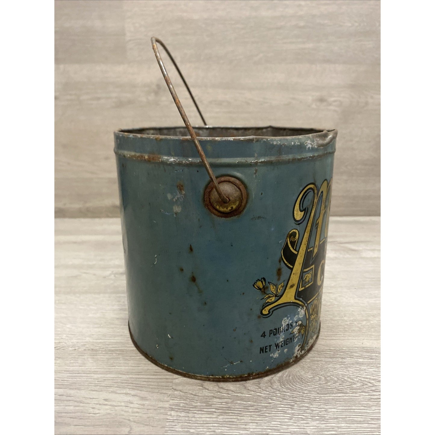 ANTIQUE MAVERICK COFFEE TIN LITHO 4LB PAIL CAN E.B. MILLAR CHICAGO GROCERY STORE