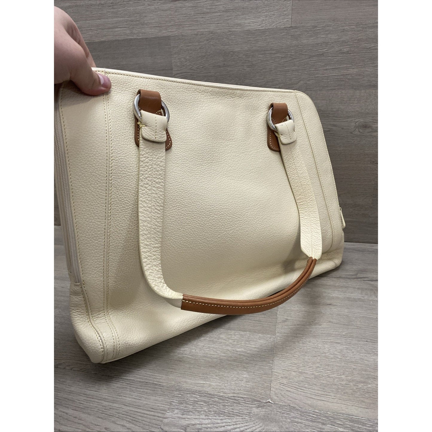 Hartmann White Pebble Leather Tote Purse HTF