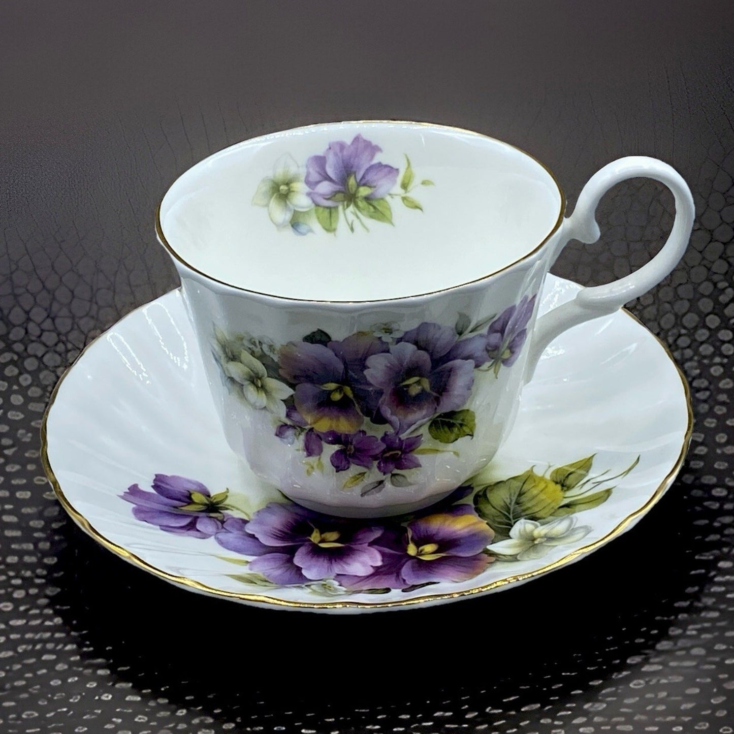 Allyn Nelson Bone China Teacup Floral Purple