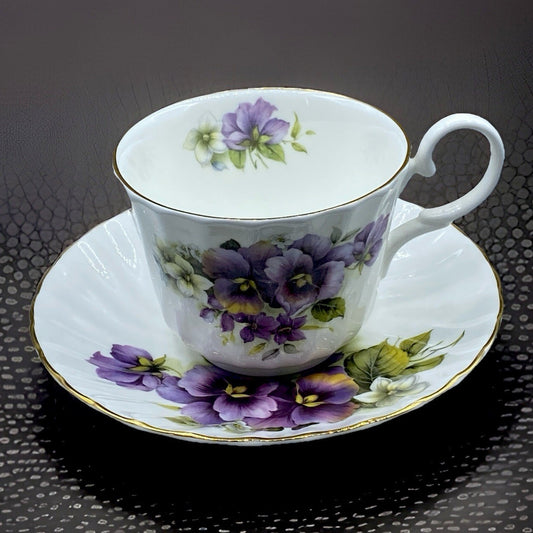 Allyn Nelson Bone China Teacup Floral Purple