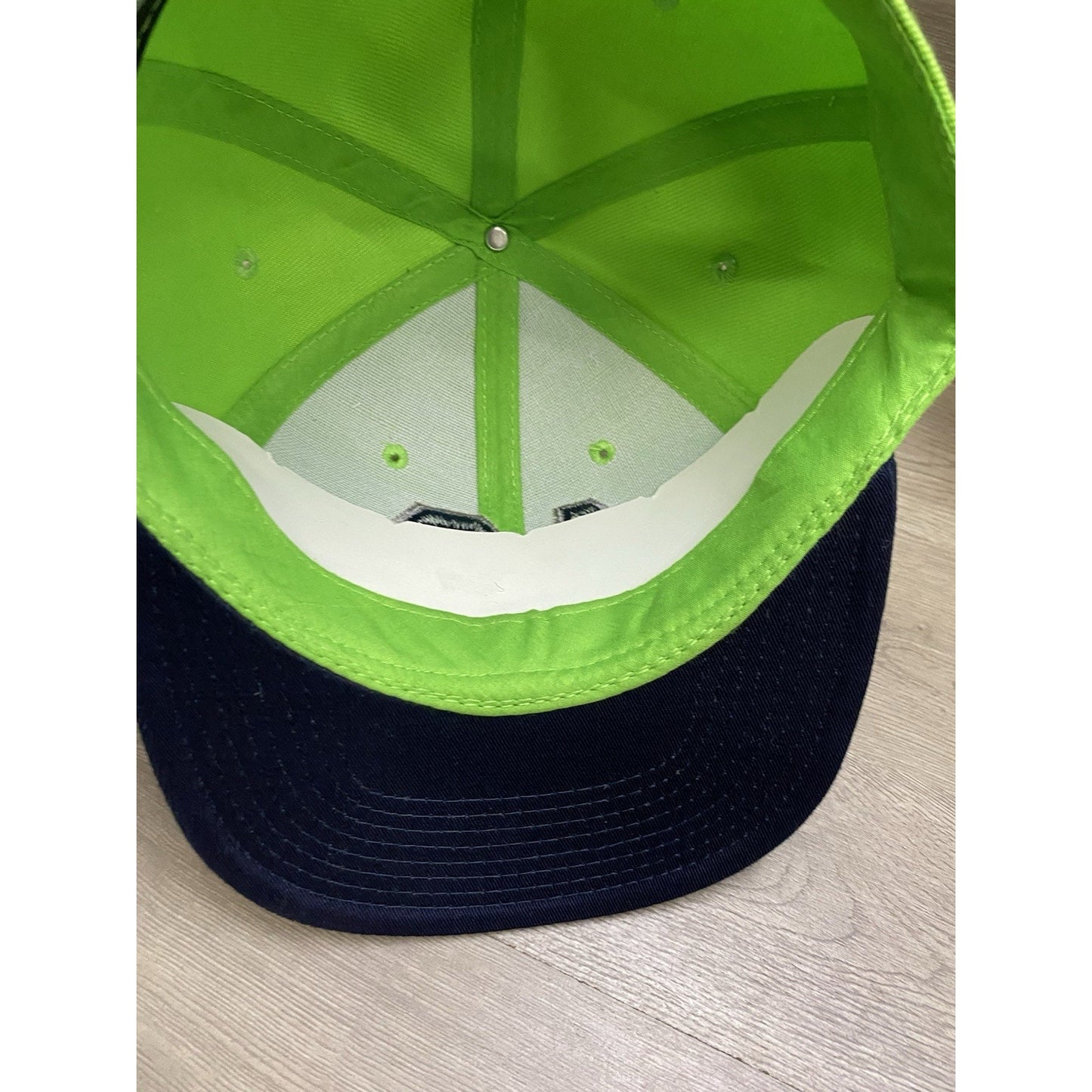 Neon Green Navy Blue 12 Player Flat Bill Snapback Hat Cap Seattle Fan 2Tone