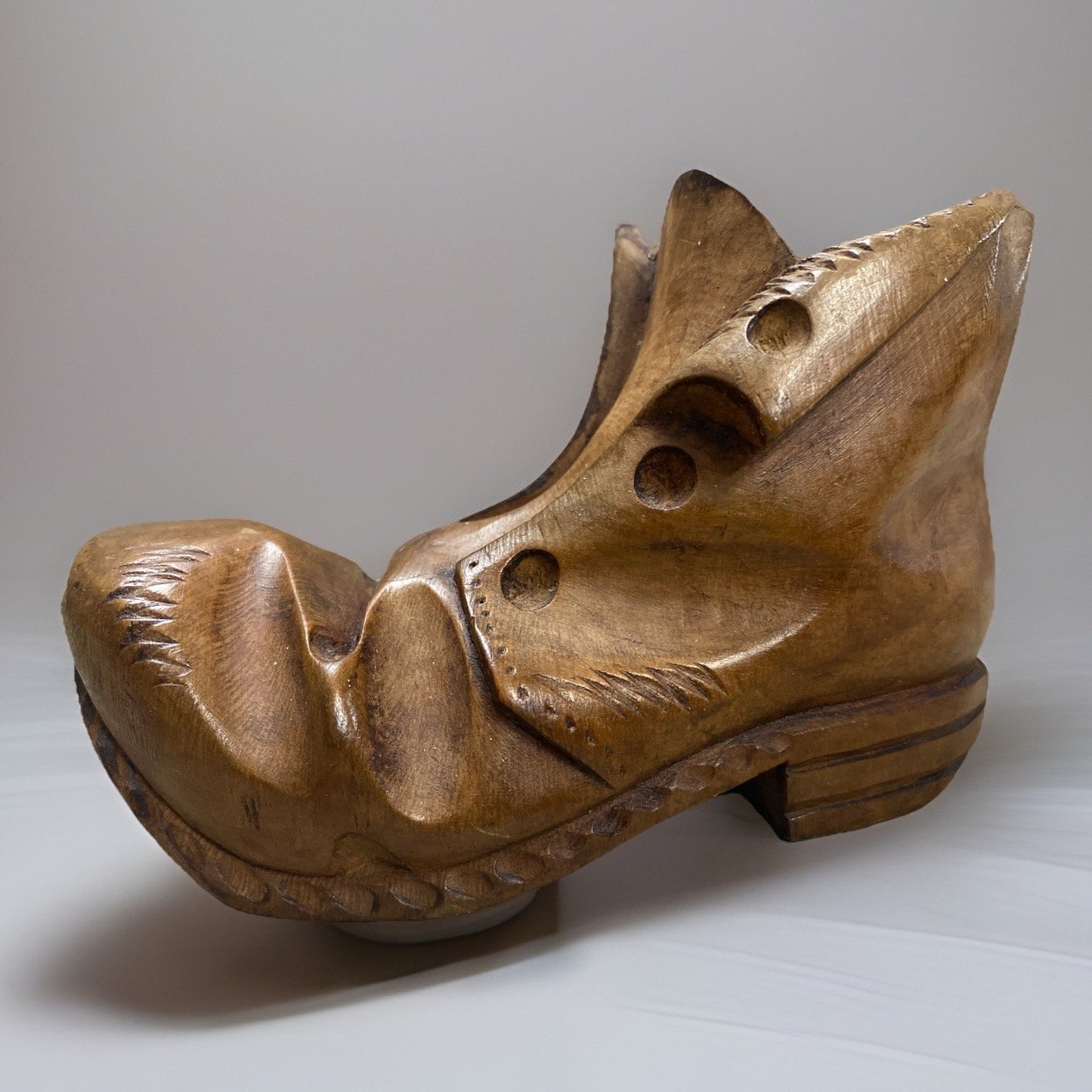 Primitive Wooden Carved Figural Boot Sculpture