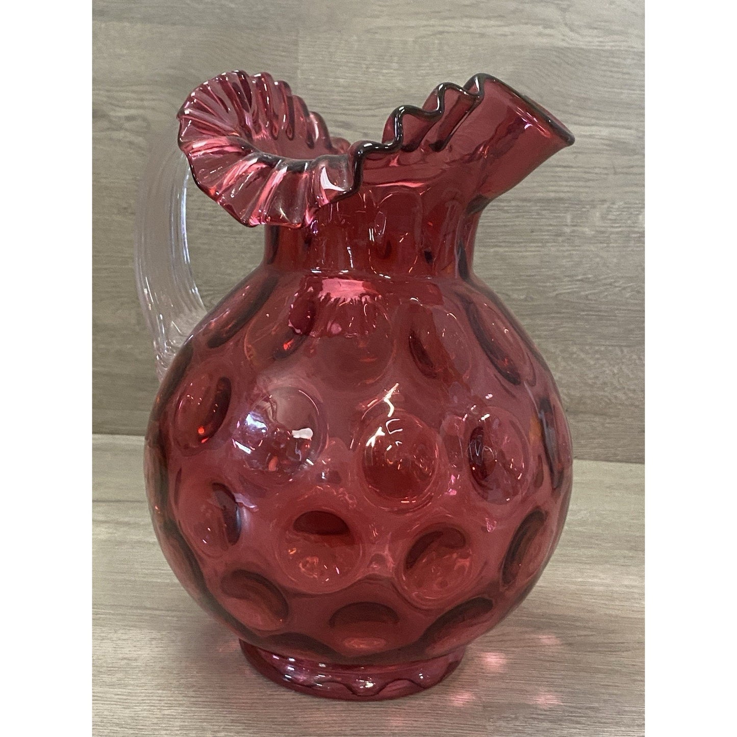 Cranberry INVERTED FENTON COIN DOT PITCHER