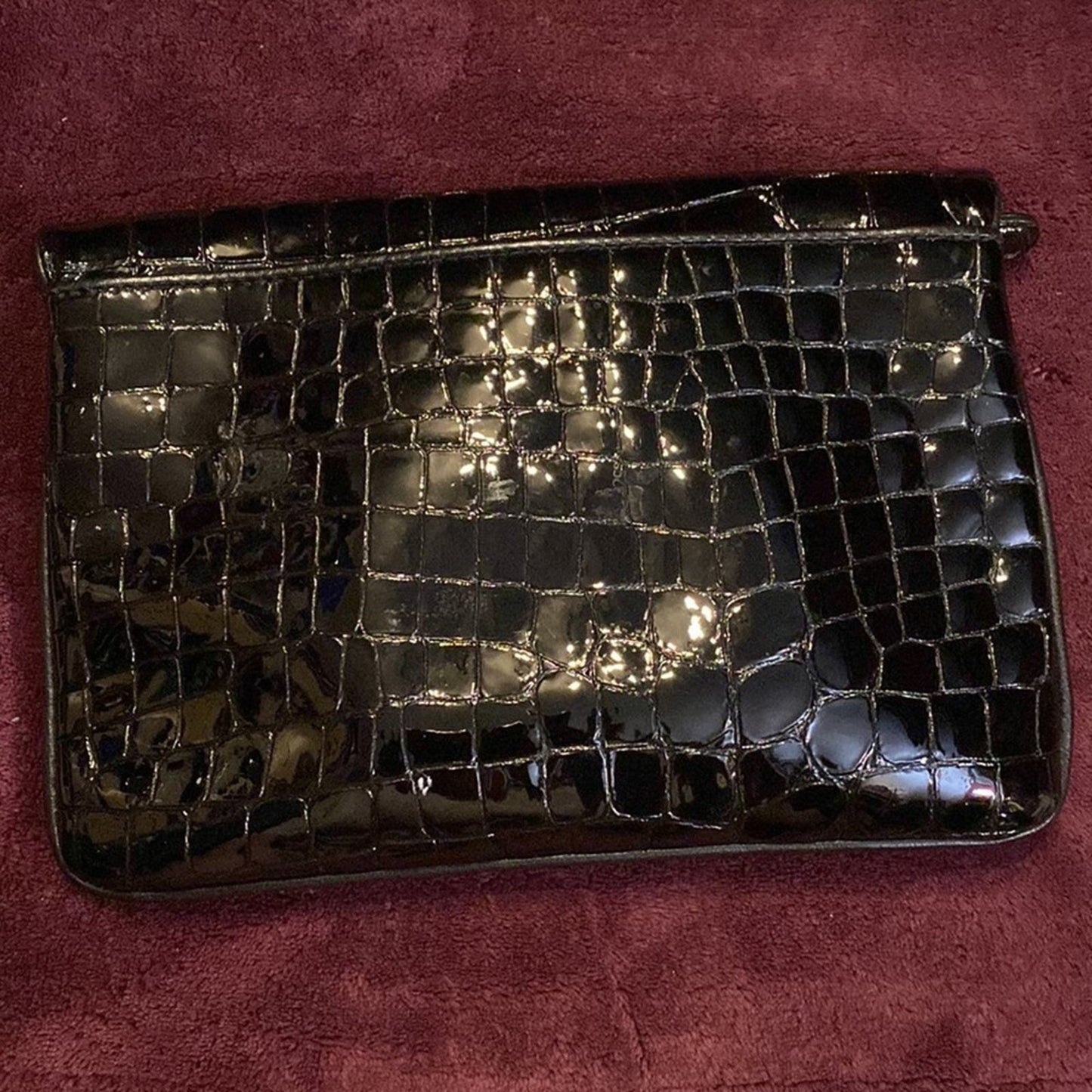 Vintage Brighton Black Patent Leather Clutch with Matching Coin Purse & Dust Bag