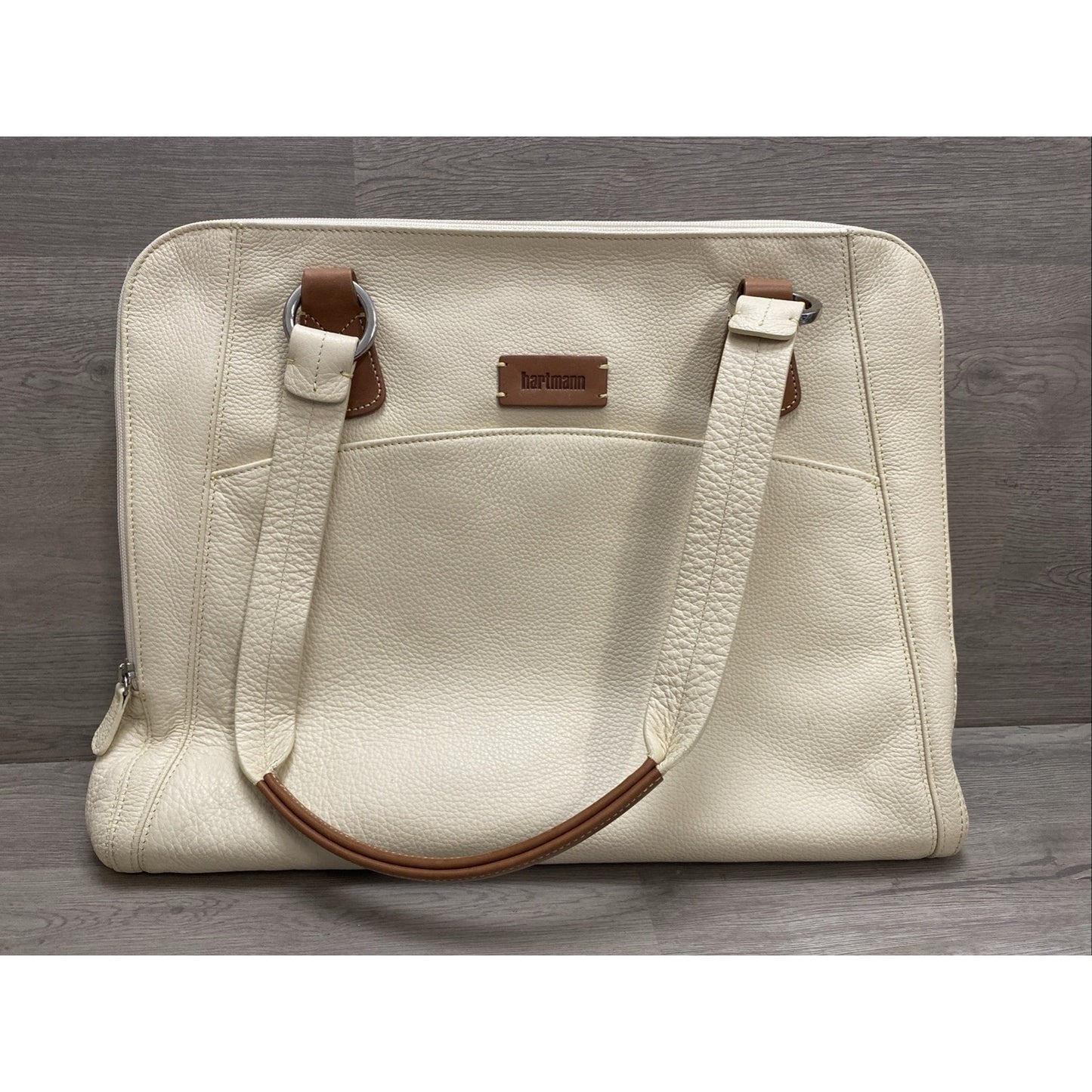 Hartmann White Pebble Leather Tote Purse HTF