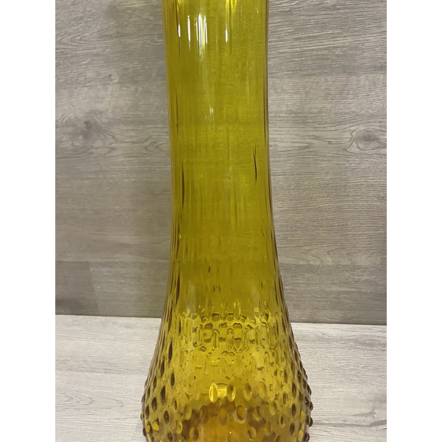 HTF Fenton? Unmarked Colonial Amber Stretch Vase Unique Style Hobnail Base 20.5”