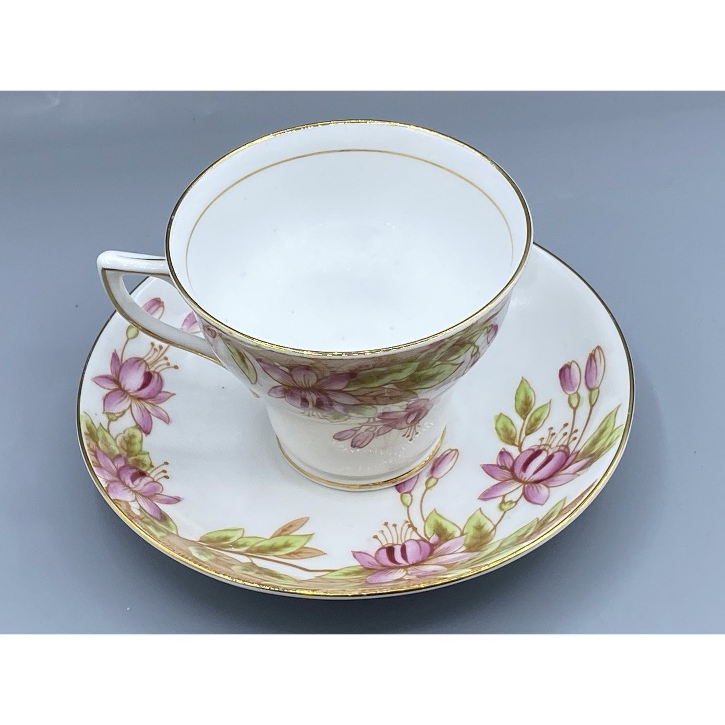 Lovely Rosina Pink Fuchsia Fine Bone China TeaCup & Saucer Made in England #4943