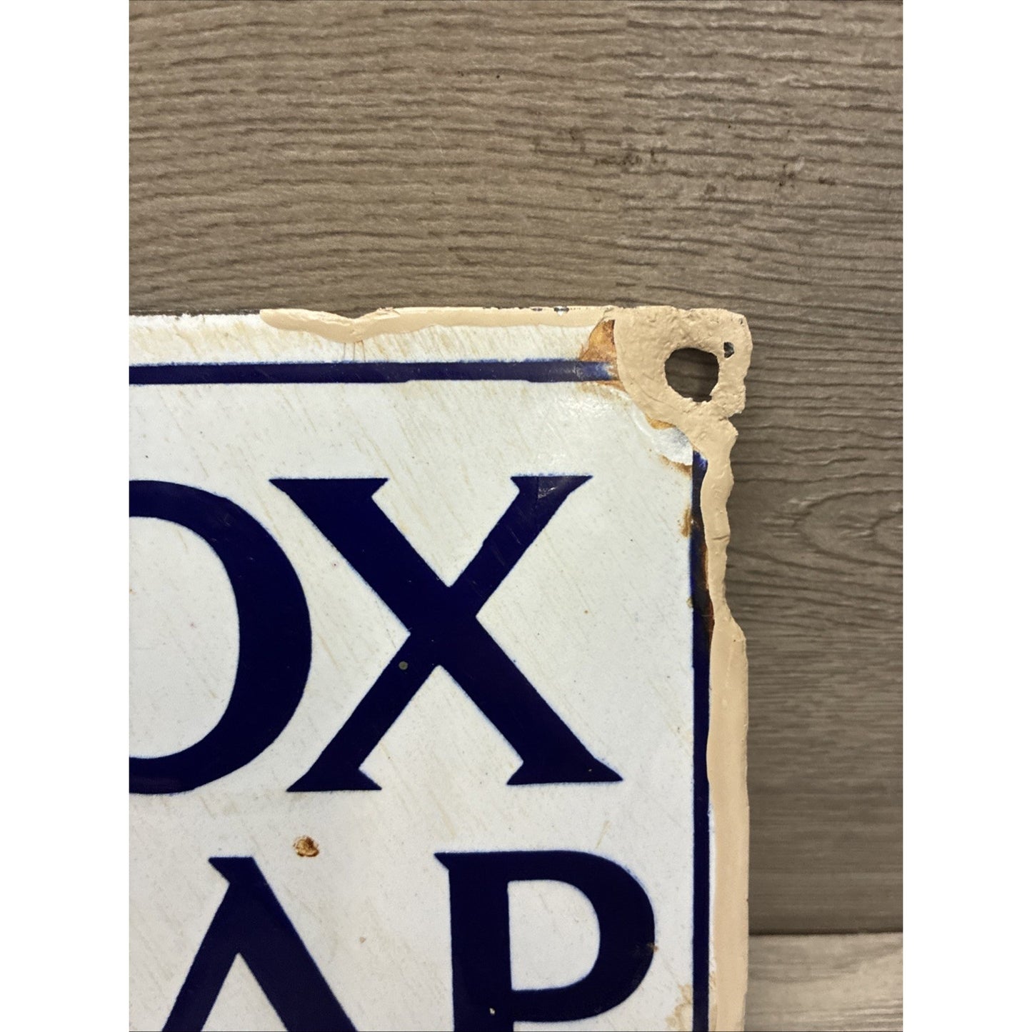 VINTAGE 1920'S LENOX SOAP PORCELAIN SIGN 10x6