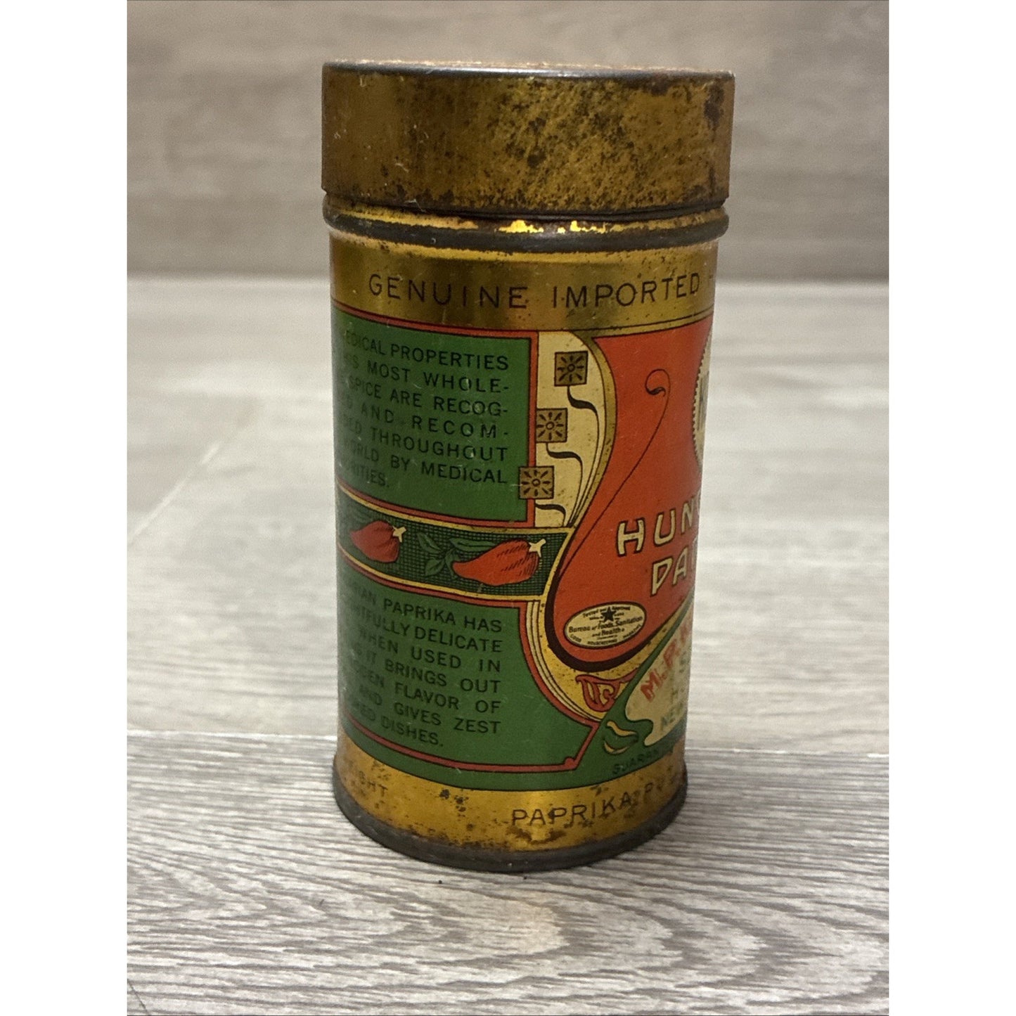 Vintage Korona Paprika Tin Szeged Hungary New York NY Collectable Advertising