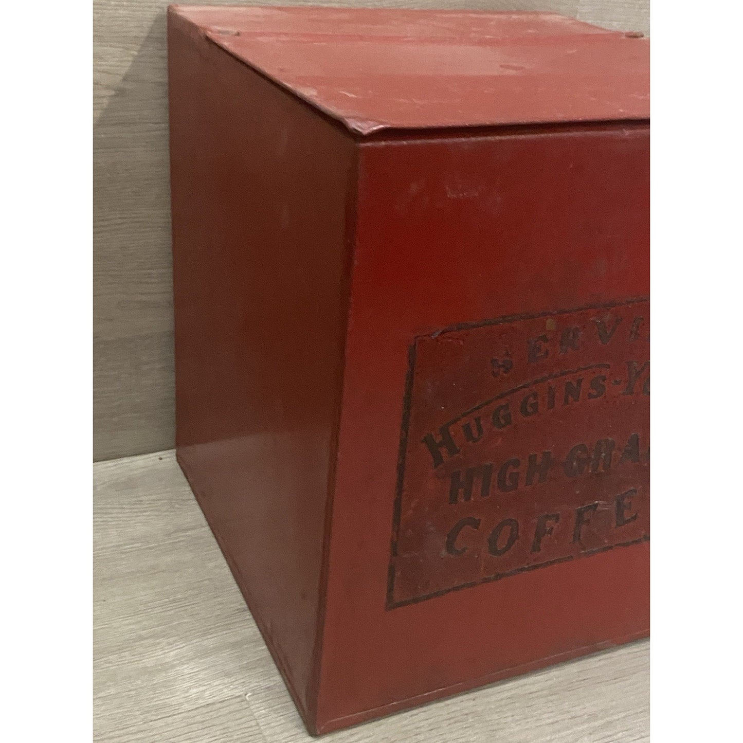 Huggins Young High Grade Coffee Tub Style Tin Red Great Graphics