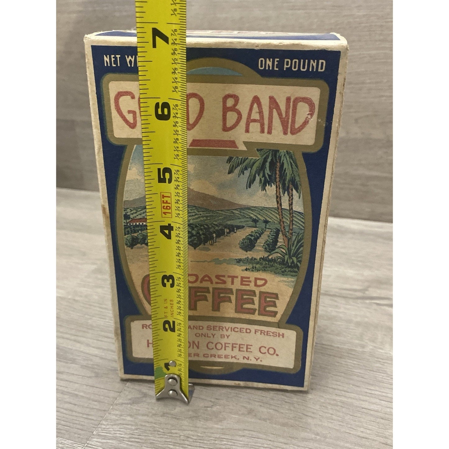 Rare Vintage Gold Band Coffee Can Box 1LB Howson Coffee Co Silver Creek NY