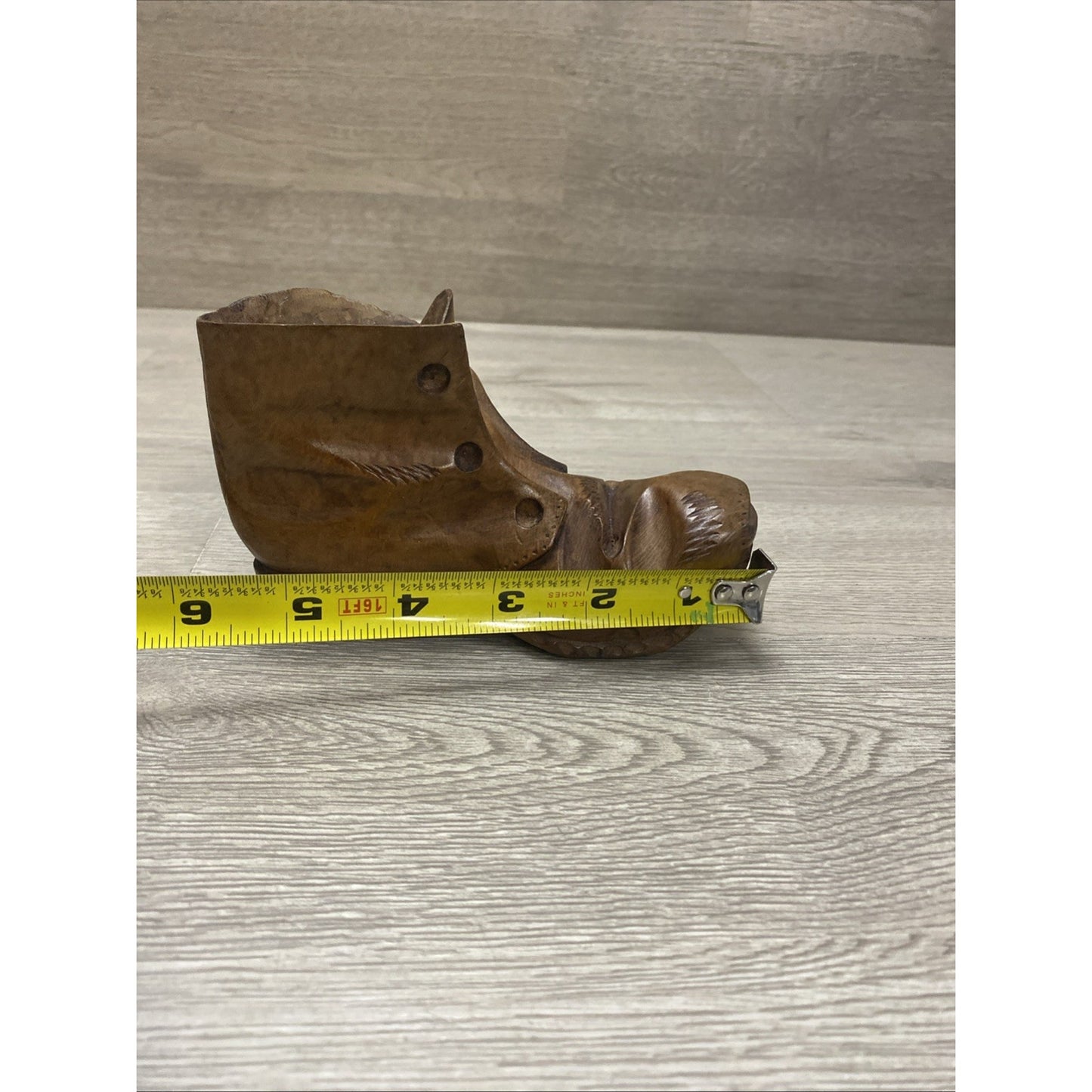 Primitive Wooden Carved Figural Boot Sculpture