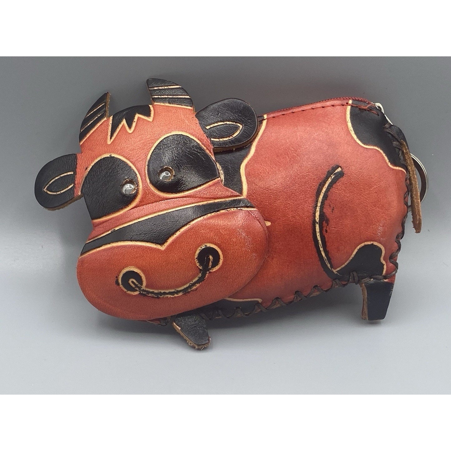 Cow Genuine Leather Handmade Crafted Animal Coin Purse Wristlet Wallet