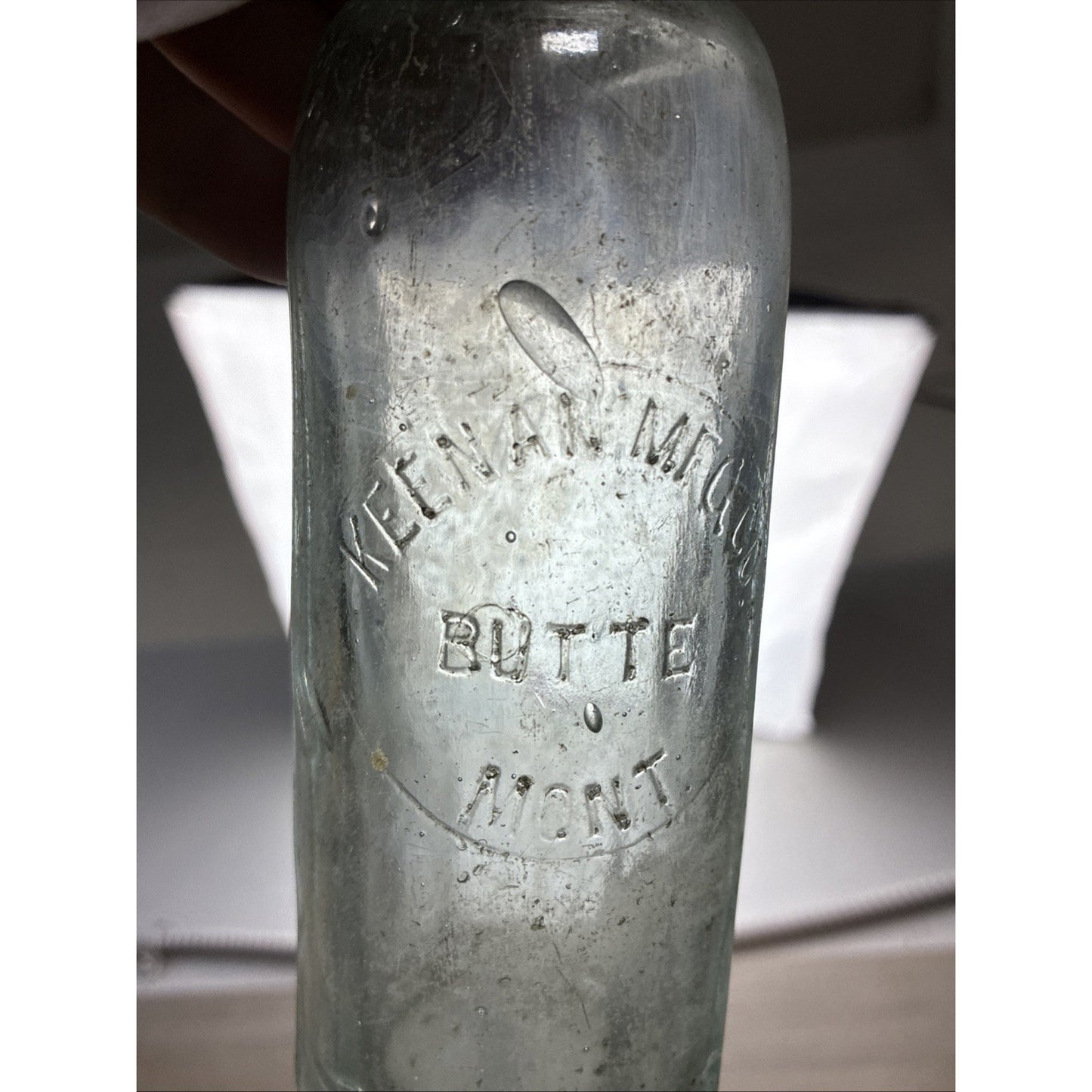 Antique Keenan Mfg Co Butte Montana Bottle Paneled 7.25” As Found! Blob Top